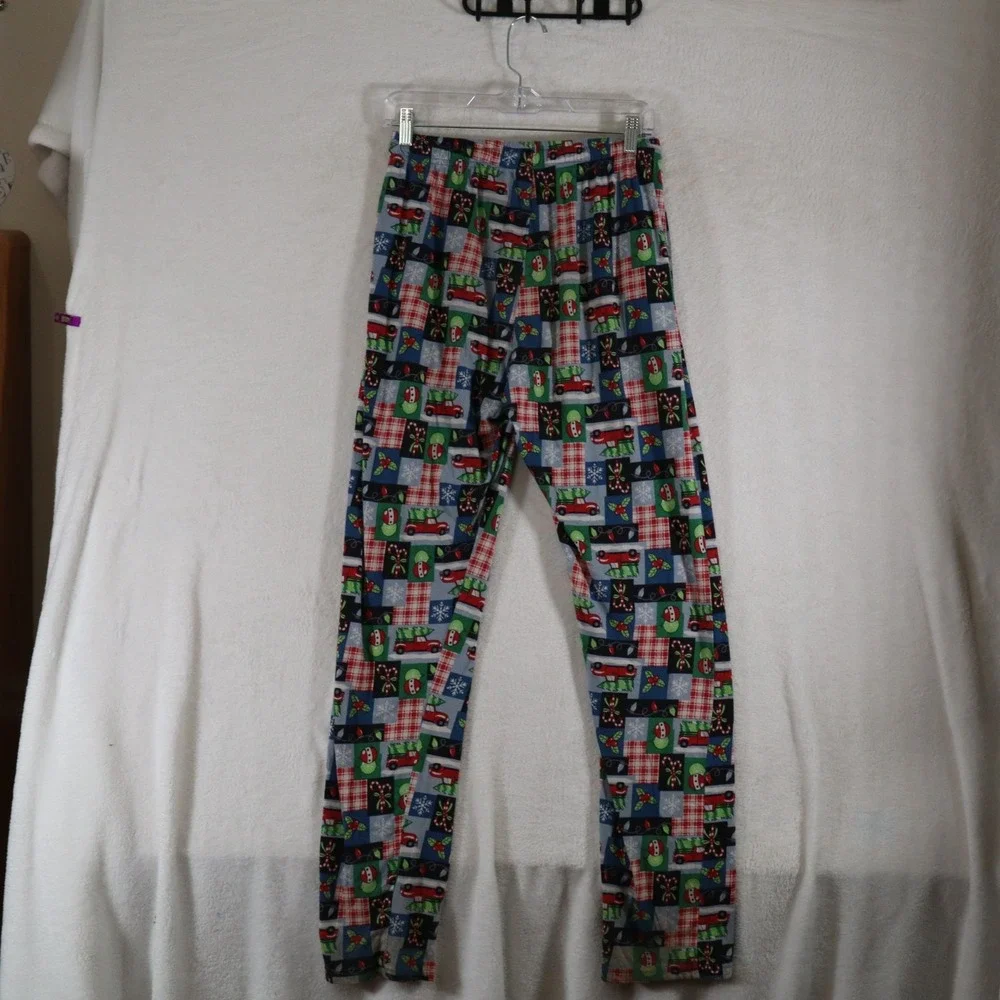 Holiday Time Men's S Christmas Pajama Pants Patchwork Print Red Truck Gingerbrea